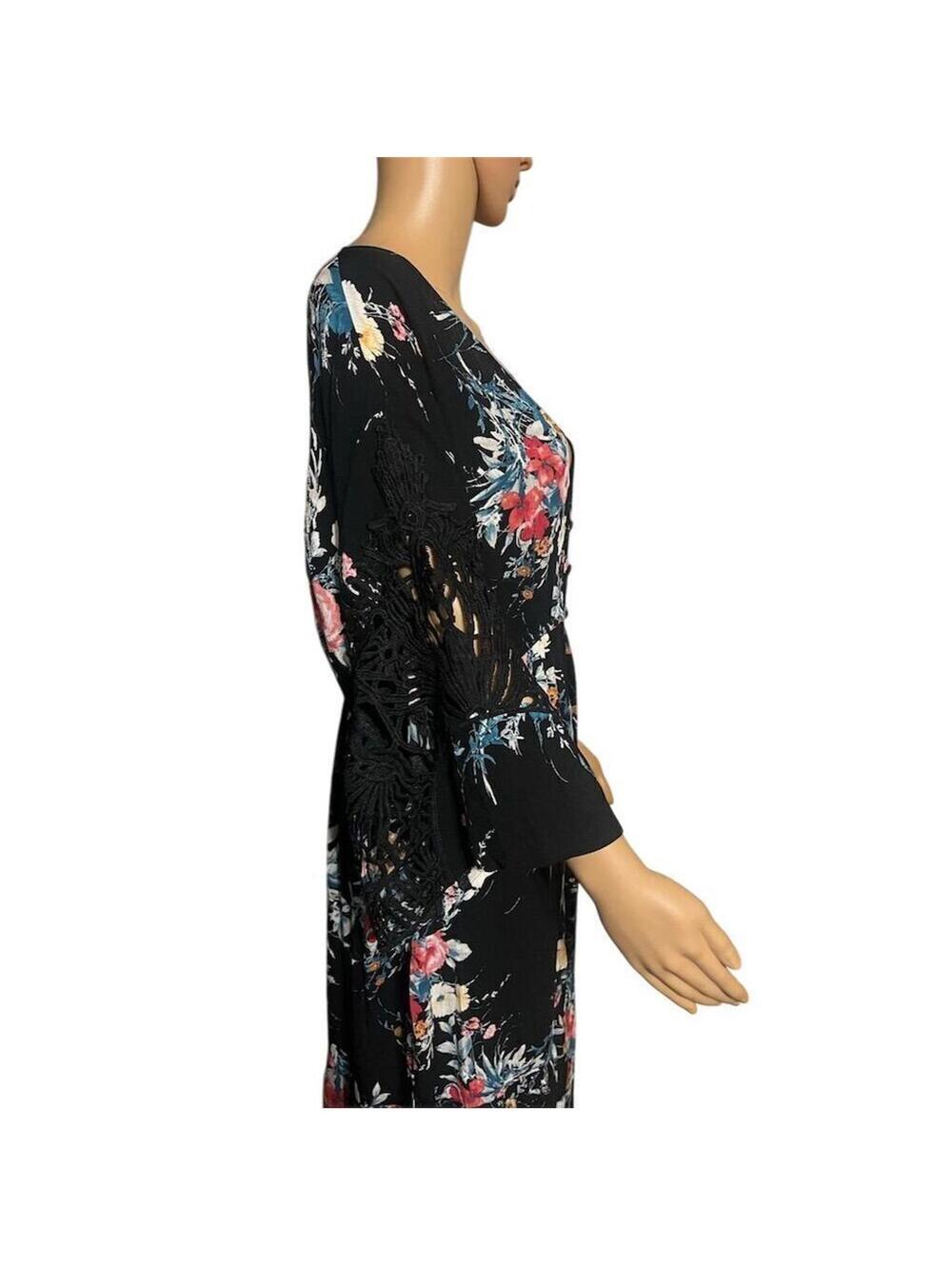 Love is for Eternity Black Floral Kimono Cover-Up Size M - Picture 4 of 7